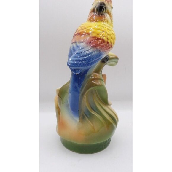 Planter#338 MCM Parrot on broad leaves Round Made in California 1950s Ceramics - Picture 2 of 7